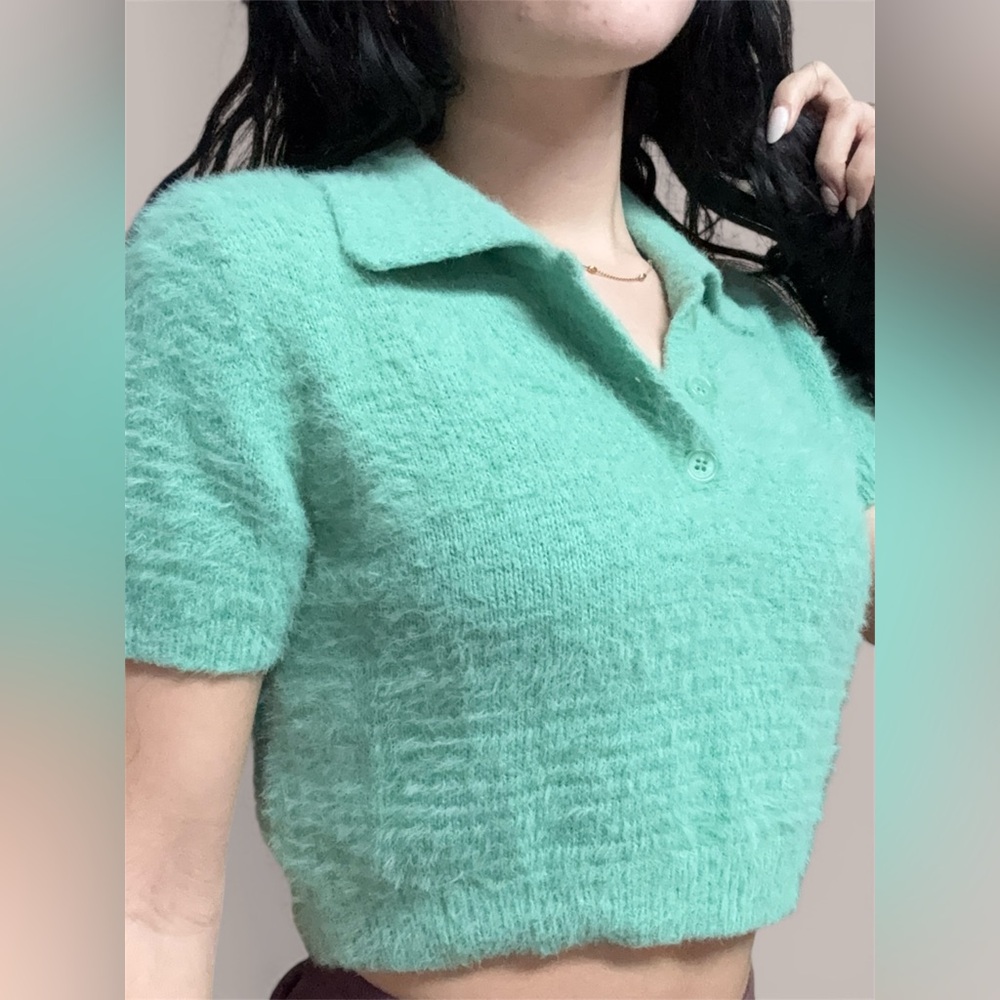 Garage Mint Green Knit Crop Top